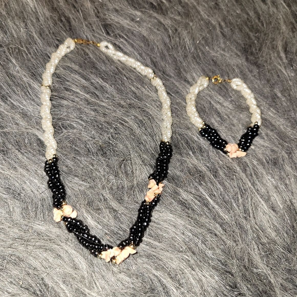 Vintage 90s necklace and bracelet set - Picture 1 of 8
